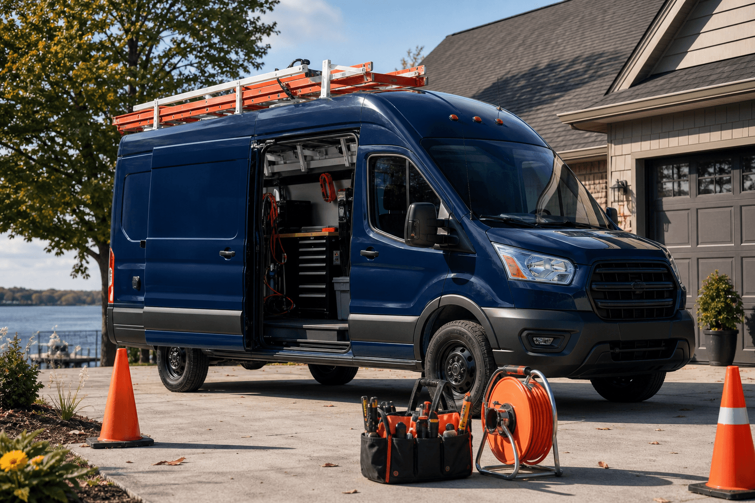 Clemens Heating & Cooling service van on a residential call