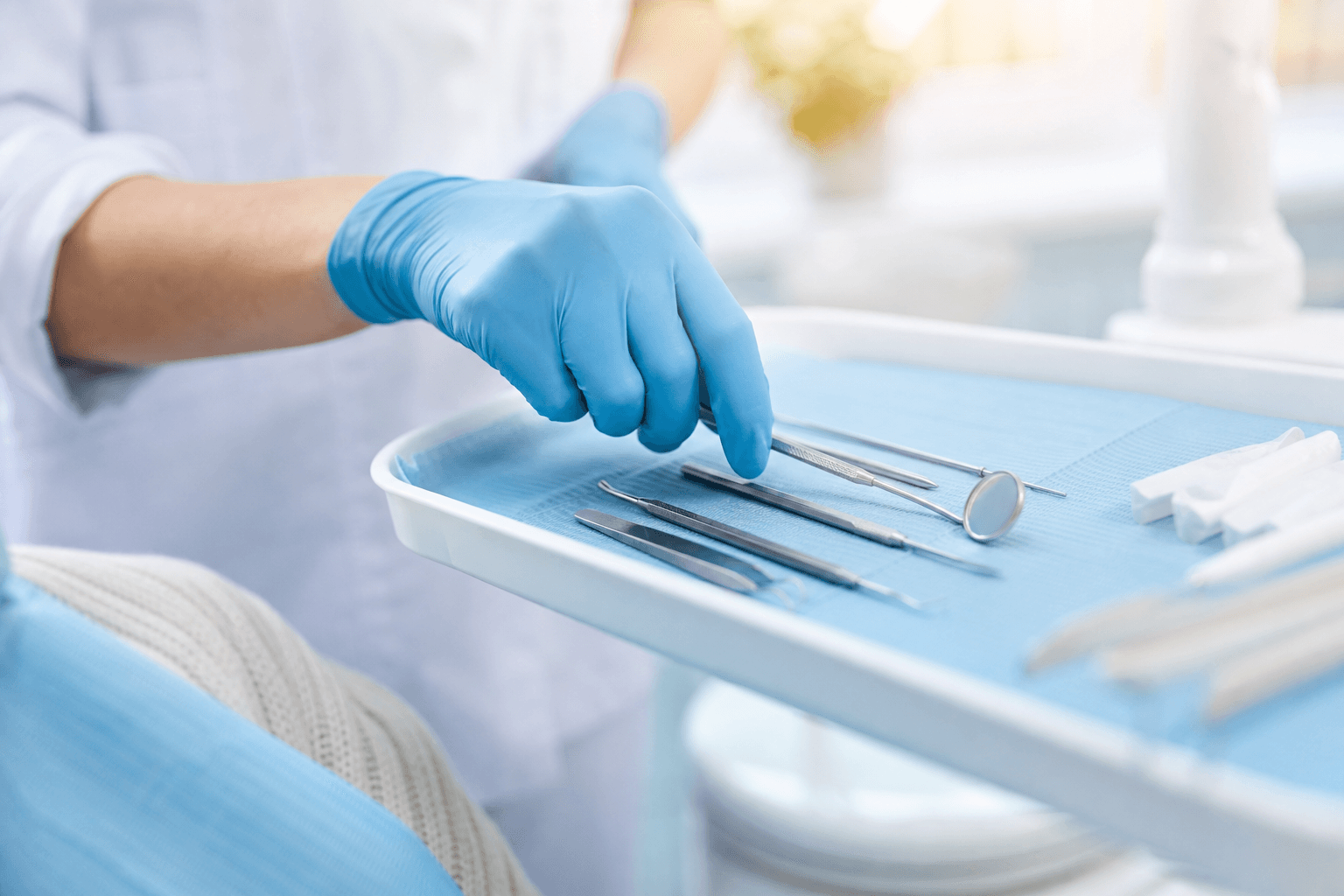 Gentle dental care tools in soft light
