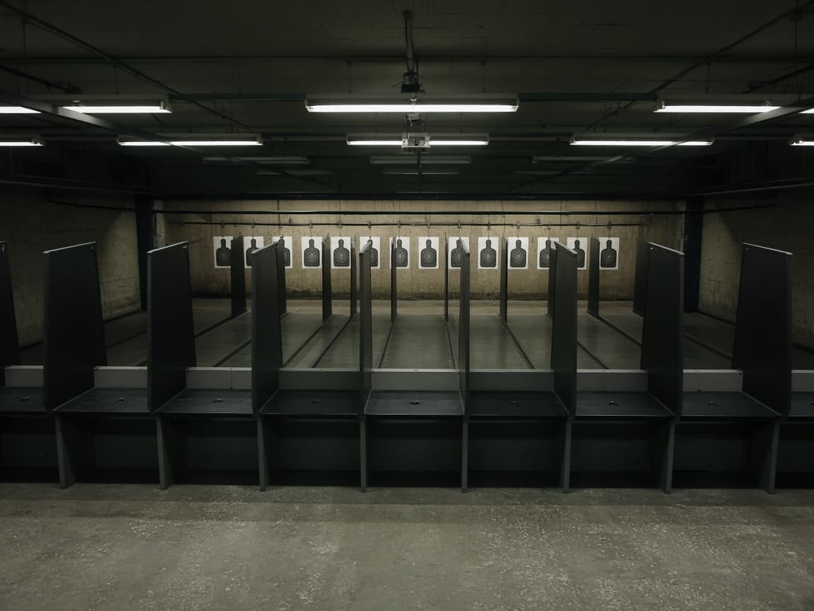 Indoor pistol range lanes at Lakeside CPL