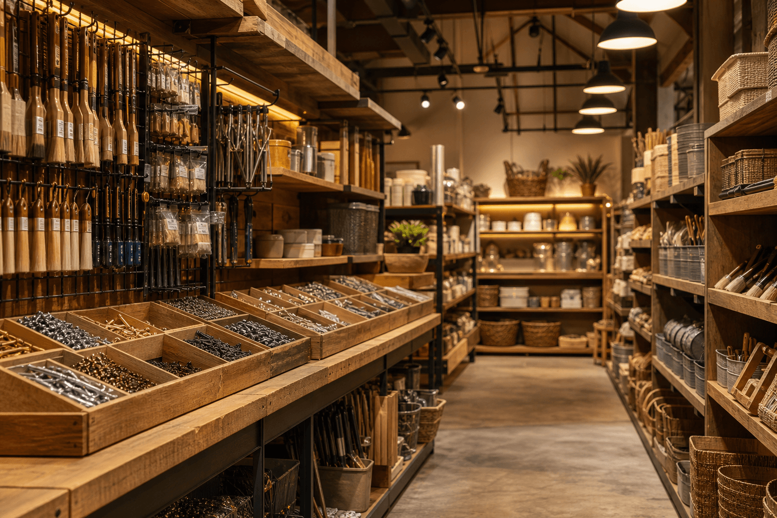 Organized hardware bins at Northside Supply